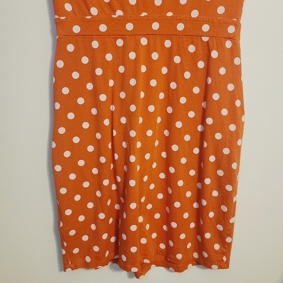 Boden | Women's Orange & White Polka Dot Weekend Jersey Dress (US Size 6P) - Picture 9 of 11